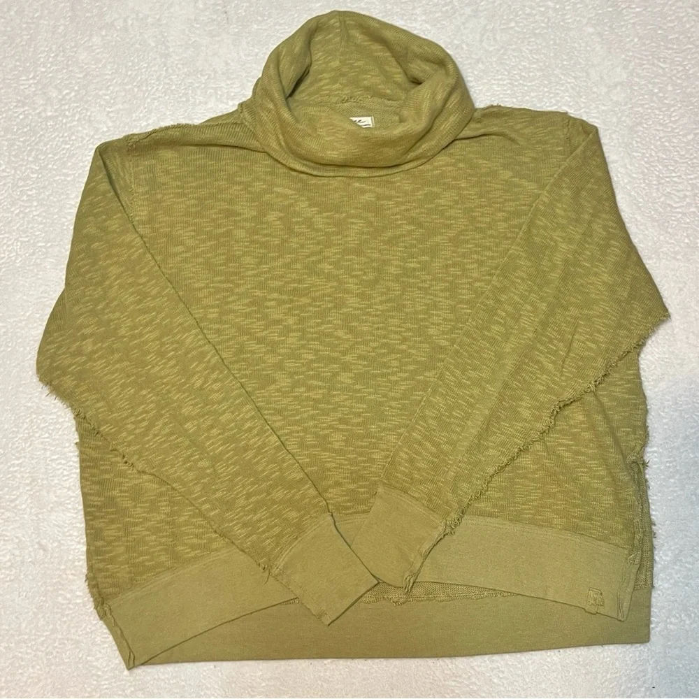 Free People Timmy Turtleneck Moss Green Cowlneck‎ Pullover Oversized Sweater XS
